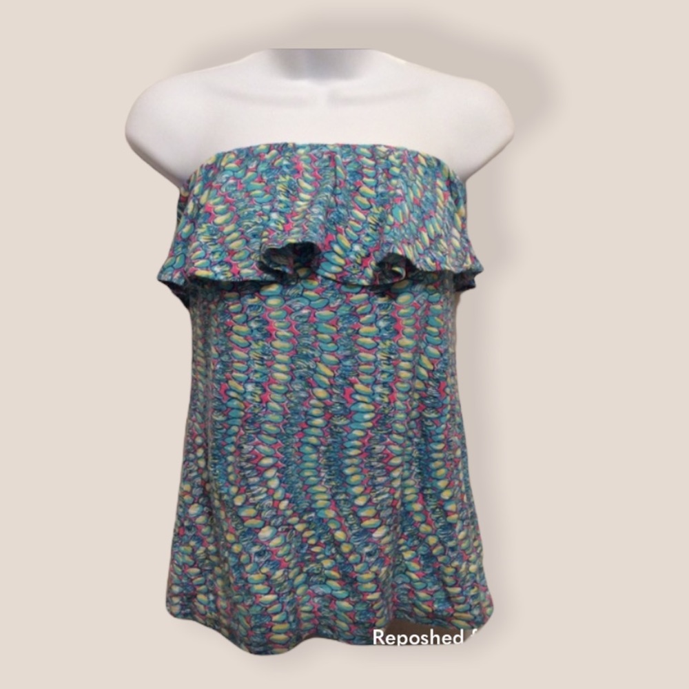 Lilly Pulitzer Top XS Blue Pink Yellow Strapless